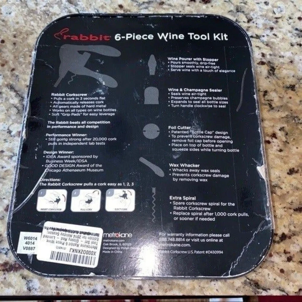 Rabbit 6 piece Red Wine Tool Corkscrew